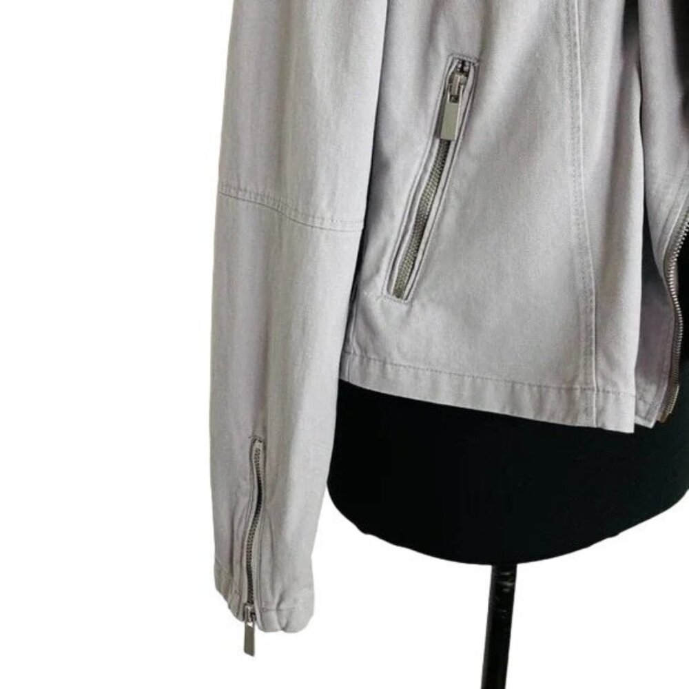 7 For All Mankind Gray Moto Quilted Cropped Jacket - Picture 4 of 7